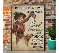 Decoración de metal para jardín con texto en inglés "There was a girl who really loved duck hunting retro vintage home decor rustic" - Cartel de aluminio para pared de garaje, bar, 8 x 12 pulgadas