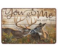 Decoración de metal para pared, escena romántica You And Me We Got This Lovely Couple Deer Tin Sign Chic Art Wall Wall Funny Iron Signs Gift for Living Room Office 20.3x30.5 cm