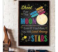 Decoración de metal para pared, letrero de estaño de metal vintage con texto en inglés "Shoot for The Moon Even If You Miss You Will Land Among The Star", cartel de estaño, cartel de metal vintage