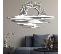 Decoración de Metal Serie Sunset, Arte de Pared de Metal con Amanecer y Detalles de Sol, Escultura de Arte Moderno para Dormitorio, Sala de Estar, Exterior, Regalo de decoración Natural para