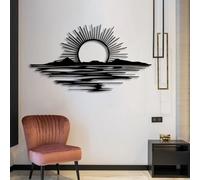 Decoración de Metal Serie Sunset, Arte de Pared de Metal con Amanecer y Detalles de Sol, Escultura de Arte Moderno para Dormitorio, Sala de Estar, Exterior, Regalo de decoración Natural para