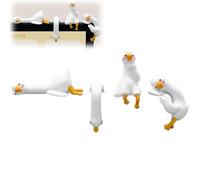 Decoración de monitor, Lazy Ducks Desk Ornaments, 4 piezas 3D Mini Resin Goose Figurine, Tiny Cute Goose Statues for Office Desk,Car Dashboard,Duck DeskAccessories,Duck Office Monitor & Dashboard
