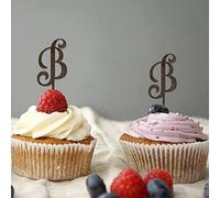 Decoración de monograma con letra B para cupcakes, con inicial de una sola letra con nombre, corona, romance floral, para boda, compromiso, fiesta, decoración, reutilizable, diseño de letras, color