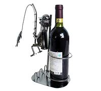 Decoración de muebles de hierro para marco de vino, estilo de pesca, estantes de vino, escultura de metal, soporte para botellas de vino, contenedor de vino, decoración del hogar, regalo de artesanía