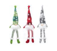 Decoración de muñeca de Papá Noel de punto con luces LED brillantes y cálidas, estatuilla con forma de gnomos, decorativa para casas de vacaciones, acento de pierna larga / corta, muñeca de gnomo con