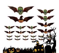 Decoración De Murciélagos - 24 Unidades Pegatinas 3D De Murciélagos Iluminados Y Espeluznantes | Decoración Del Hogar Para Dormitorio Salón Escuela Tienda Halloween - Fiestas Temáticas Y Eventos