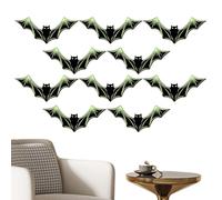 Decoración de murciélagos de Halloween - 10 piezas de murciélagos fluorescentes | Blow in the Dark Adesions | Pegatinas de pared 3D de madera flexible | Decoración de Halloween para casa, pared