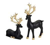 Decoración de Navidad, 2 piezas de adornos de resina de reno, para madre, hijo, ciervo, pareja, escultura de ciervo utilizada para sala de estar, estantería, dormitorio, gabinete de vino, decoración