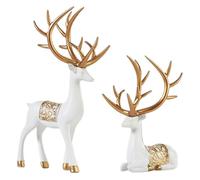 Decoración de Navidad, 2pcs Resin Repoining Decoración navideña Decoración fácil de colocar a los renos Practicales y moda de la Navidad para la exhibición de Navidad, blanco, ciervo navideño