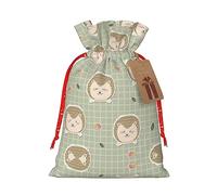 Decoración de Navidad, bolsa de regalo con cordón, bolsas de regalo de Navidad y cumpleaños, bolsas de regalo reutilizables multiusos. Muchos erizos