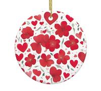 Decoración de Navidad con diseño de corazón rojo para el día de San Valentín, árbol de Navidad, de cerámica, redondo, para colgar, regalos de recuerdo para las vacaciones