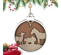 Decoración De Navidad De Natividad - Ornamento De La Escena De Nacimiento De Jesús, Exquisita Pantalla Religiosa | Natividad Finamente Esculpida Para, Manija De Las Puertas Colgantes, Acento De