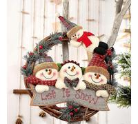 Decoración de No?l Couronne de rotin Ornements de No?l Guirlande Suspendue Pre No?l Bonhomme de Neige