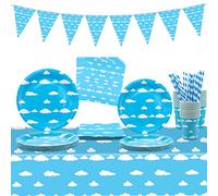 Decoración de nubes blancas de cielo azul, nubes de cielo, suministros para fiestas de cumpleaños temáticas para niños, cumpleaños, baby shower (1-A)