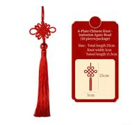 Decoración de nudo chino hecha a mano con borla de seda roja, adorno colgante tradicional de la suerte para decoración del hogar Feng Shui, pieza de arte de pared asiática e idea de festival cultural