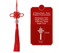 Decoración de nudo chino hecha a mano con borla de seda roja, adorno colgante tradicional de la suerte para decoración del hogar Feng Shui, pieza de arte de pared asiática e idea de festival cultural