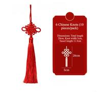 Decoración de nudo chino hecha a mano con borla de seda roja, adorno colgante tradicional de la suerte para decoración del hogar Feng Shui, pieza de arte de pared asiática e idea de festival cultural