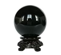 Decoración de Oficina de Riqueza y Suerte, Estatua de la Fortuna de Feng Shui, Esfera de adivinación, Bola de Cristal, Bola de adivinación, Bola de Cristal de obsidiana Natural, Bola auspic