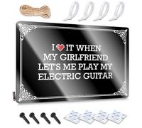 Decoración de otoño al aire libre, letreros de pared para camping, área suave, I Love It When My Girlfriend Let's Me Play My Electric Guitar | Arte rústico de pared grande (30 x 40 cm)