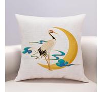 Decoración de otoño, Cushion Covers 40cm x Red Sun Crane Invisible Zipper Sofa Cushions Outdoor Garden Decorative Pillows Square Pillow Case(Yellow Moon Animals,(50x50cm))