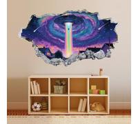 Decoración de pared 3D, Astronave Etiqueta De La Pared Removible Habitación Vórtice Del Cielo Calcomanías De Mural Impermeables, Calcomanía De Agujero De Pared Para Niñas