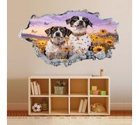 Decoración de pared 3D, Border Collie Etiqueta De La Pared Removible Habitación No Hay Mariposa Girasol Calcomanías De Mural Impermeables, Calcomanía De Agujero De Pared Para Niñas