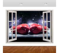 Decoración de pared 3D Boxeo Calcomanías de póster arte destrozado de tatuaje, Vinilo a prueba de agua Decoraciones para el hogar 60x105cm