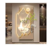 Decoración de pared 3D con luces LED - Escultura de pared moderna con paisaje y brillo - Gran obra de arte texturizada en 3D para sala de estar, dormitorio y recibidor (marrón, 80 x 40 cm / 31,5 x 15,