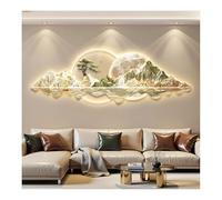 Decoración de pared 3D con luces LED: moderna decoración de pared de porcelana de cristal para sala de estar y dormitorio, escultura de pared colgante sin marco de 3 capas (verde, 100 x 30 cm/39,4 x