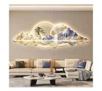 Decoración de pared 3D con luces LED: moderna decoración de pared de porcelana de cristal para sala de estar y dormitorio, escultura de pared colgante sin marco de 3 capas (azul, 100 x 30 cm / 39,4 x