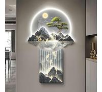 Decoración de pared 3D con luz LED, escultura de pared de metal grande, decoración moderna para el hogar, lámparas de decoración de cuadros colgantes, cuadros chinos para colgar en la pared para la e