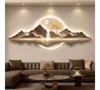 Decoración de pared 3D con luz LED, escultura mural de montañas y agua, gran adorno de pared con control remoto, ideal para sala de estar, dormitorio o estudio(A,100 * 40CM)