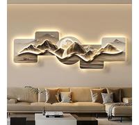 Decoración de pared 3D de 119,5 x 40,6 cm con luces LED, escultura de pared, pintura decorativa, arte moderno para colgar en la pared, para sala de estar, entrada, pasillo, lámpara decorativa de pared