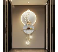 Decoración de pared 3D de 44,5 x 19,7 pulgadas, LED, gran decoración de pared 3D, con enchufe, arte moderno, decoración de pared, pintura tradicional china de ciervo para colgar en la pared, decoració