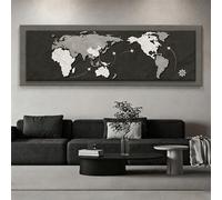 Decoración de Pared 3D de Piedra Arenisca - Mapa del Mundo, Escultura Moderna de Pared con LED para Entrada con Gancho Metálico, Pintura Creativa de Arenisca para Salón(Color A,210cm)