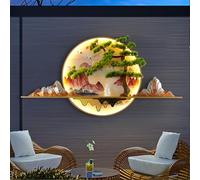 Decoración de pared 3D, esculturas de pared, arte colgante con luz LED, lámpara de pared de arte chino, aplique mural para decoración del hogar, sala de estar, estudio y dormitorio (23,62 * 47,24 pulg