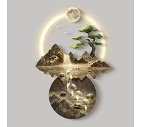 Decoración de pared 3D, pintura abstracta moderna de paisaje con luz LED para sala de estar, oficina y dormitorio, arte decorativo para colgar en la pared