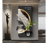 Decoración de pared 3D Vision con luz LED, pintura creativa en arenisca, arte de decoración de pared minimalista moderno para hotel, vestíbulo, sala de estar, dormitorio (Negro 1 70*140cm/27