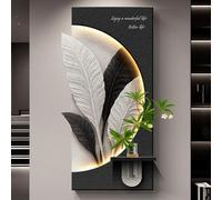 Decoración de pared 3D Vision con luz LED, pintura creativa en arenisca, arte de decoración de pared minimalista moderno para hotel, vestíbulo, sala de estar, dormitorio (Negro 3 60*120cm/23