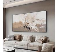 Decoración de pared abstracta horizontal grande de estilo Wabi-Sabi (55 x 110 cm, marco negro)