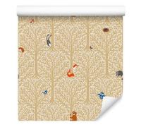 Decoración de Pared, Animales del bosque entre los árboles, 50 x 1000 cm