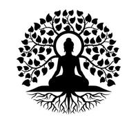 Decoración de Pared Árbol de la vida Buda Arte de pared de metal, Buda negro Mandala Meditación Yoga Altar Buda Interior Zen Decoración del hogar, Árbol de la vida Jardín al aire libre Patio Colgante