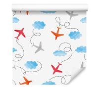 Decoración de Pared, Aviones de cuento de hadas en estilo, 50 x 1000 cm