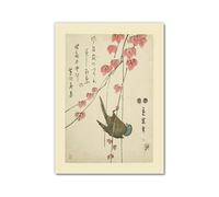 Decoración de pared botánica vintage, impresiones artísticas japonesas de flores y pájaros, pósteres florales de naturaleza, imágenes estéticas para decoración del hogar y dormitorio (SKU1,30.5 x 45.7