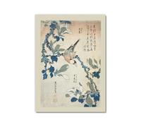 Decoración de pared botánica vintage, impresiones artísticas japonesas de flores y pájaros, pósteres florales de naturaleza, imágenes estéticas para decoración del hogar y dormitorio (SKU5, 28 x 35 cm