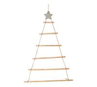 Decoración de pared colgante de árbol de Navidad, escalera de cuerda de madera colgante de 80 cm, decoración de pared de árbol de Navidad, ramas, escalera de madera iluminada, decoración de Navidad
