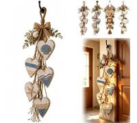 Decoración de Pared con Corazones Colgantes, decoración rústica de Estilo Granja con 5 Corazones de Madera superpuestos, Adorno artístico Vintage de Madera para Colgar en estantes (B)