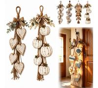 Decoración de Pared con Corazones Colgantes, decoración rústica de Estilo Granja con 5 Corazones de Madera superpuestos, Adorno artístico Vintage de Madera para Colgar en estantes (2pcs-C)