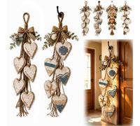 Decoración de Pared con Corazones Colgantes, decoración rústica de Estilo Granja con 5 Corazones de Madera superpuestos, Adorno artístico Vintage de Madera para Colgar en estantes (2pcs-F)