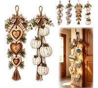 Decoración de Pared con Corazones Colgantes, decoración rústica de Estilo Granja con 5 Corazones de Madera superpuestos, Adorno artístico Vintage de Madera para Colgar en estantes (2pcs-D)